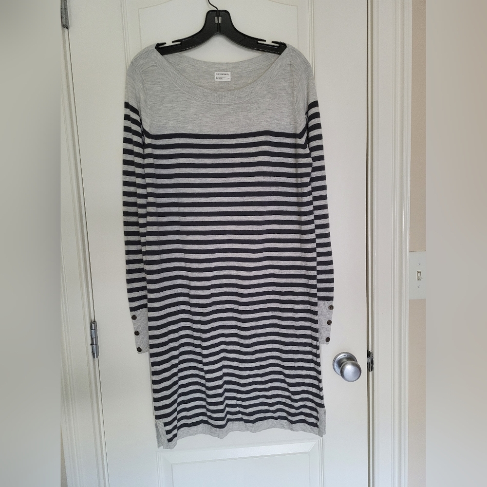 Club Monaco Wool Cotton Angora Rabbit Hair Blend Grey & Black Sweater Dress